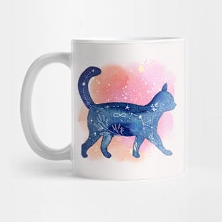 Cool aesthetic galaxy cat watercolor illustration design Mug